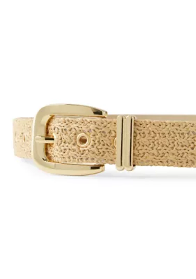 Straw Belt with Chunky Buckle