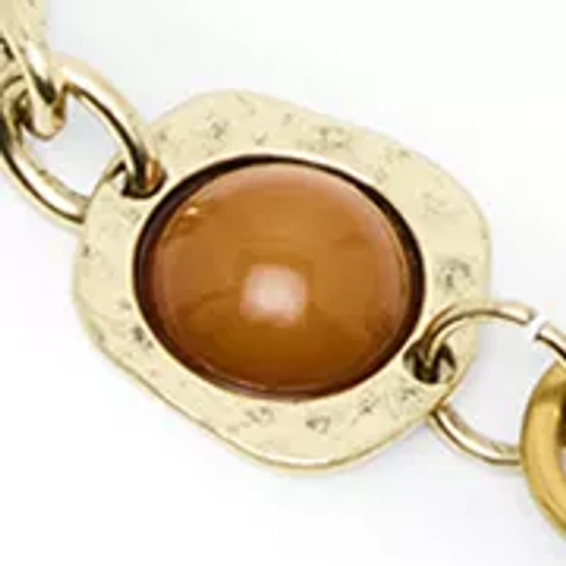 Hammered Metal and Stone Chain Belt