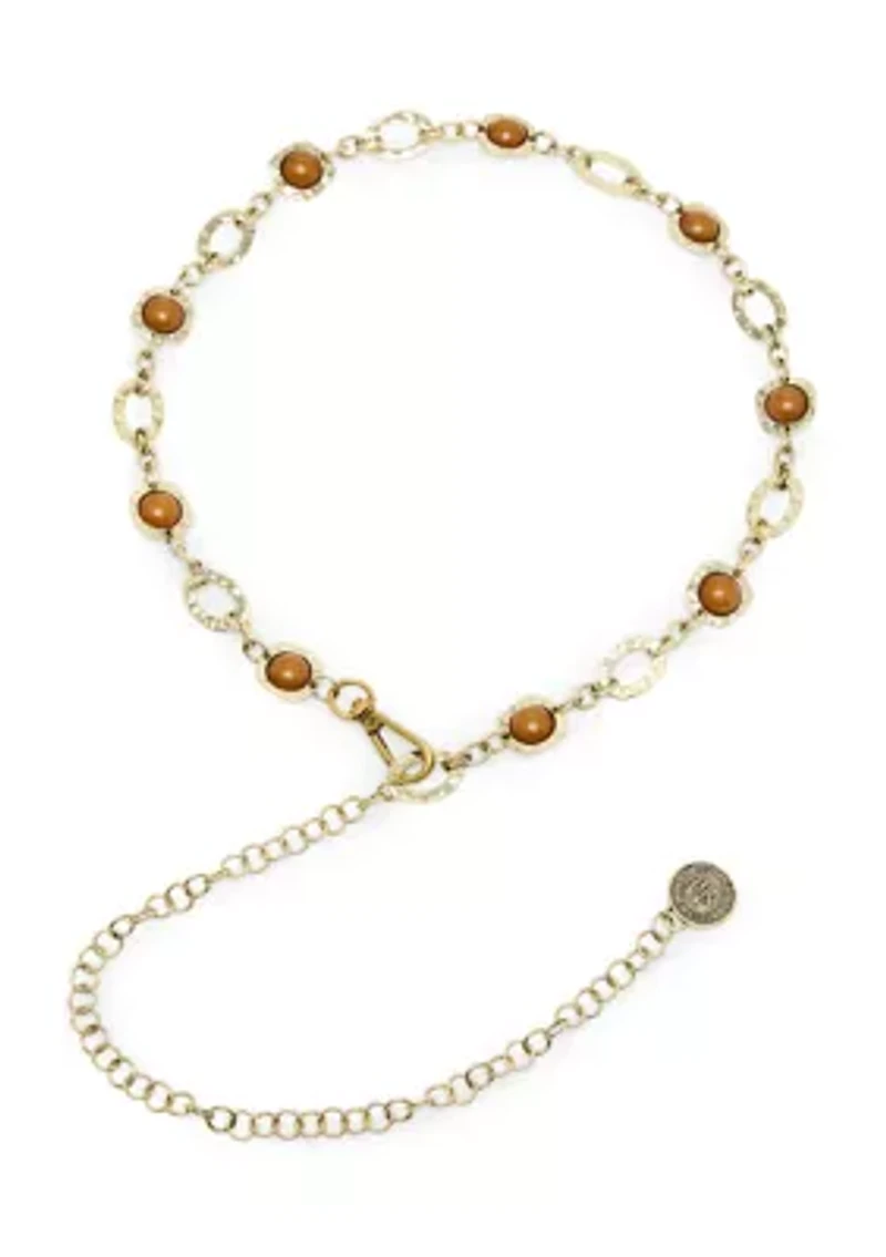 Hammered Metal and Stone Chain Belt