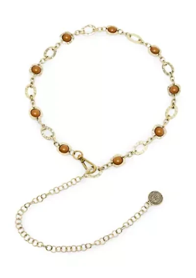 Hammered Metal and Stone Chain Belt