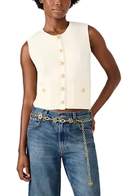 Hammered Metal and Stone Chain Belt