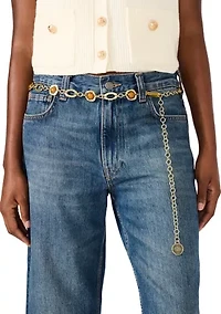 Hammered Metal and Stone Chain Belt