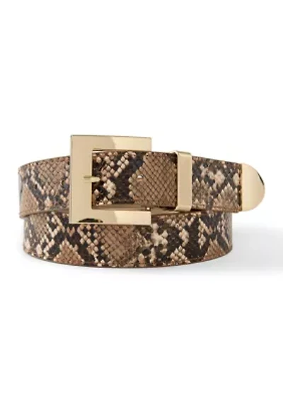 35 MM Python Pull On 3 Buckle Belt