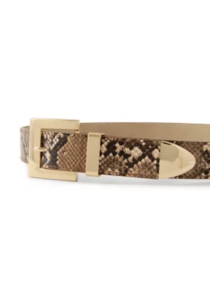 35 MM Python Pull On 3 Buckle Belt