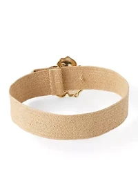 Raffia Stretch Belt with Flower Buckle