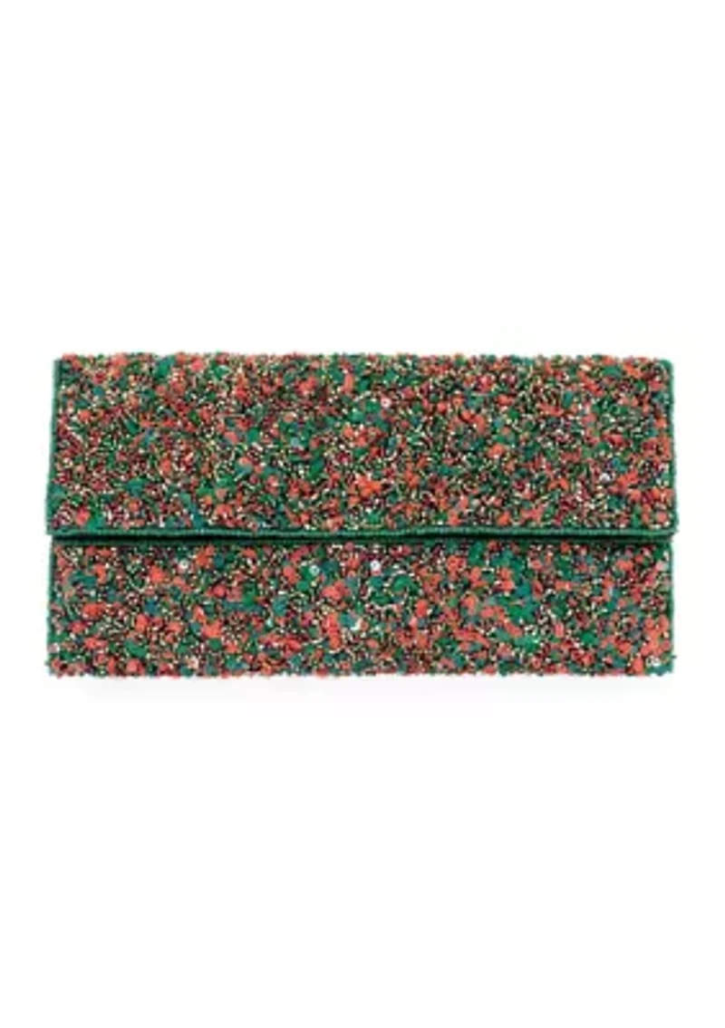 Beaded Half Flap Clutch