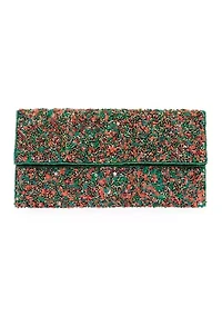 Beaded Half Flap Clutch
