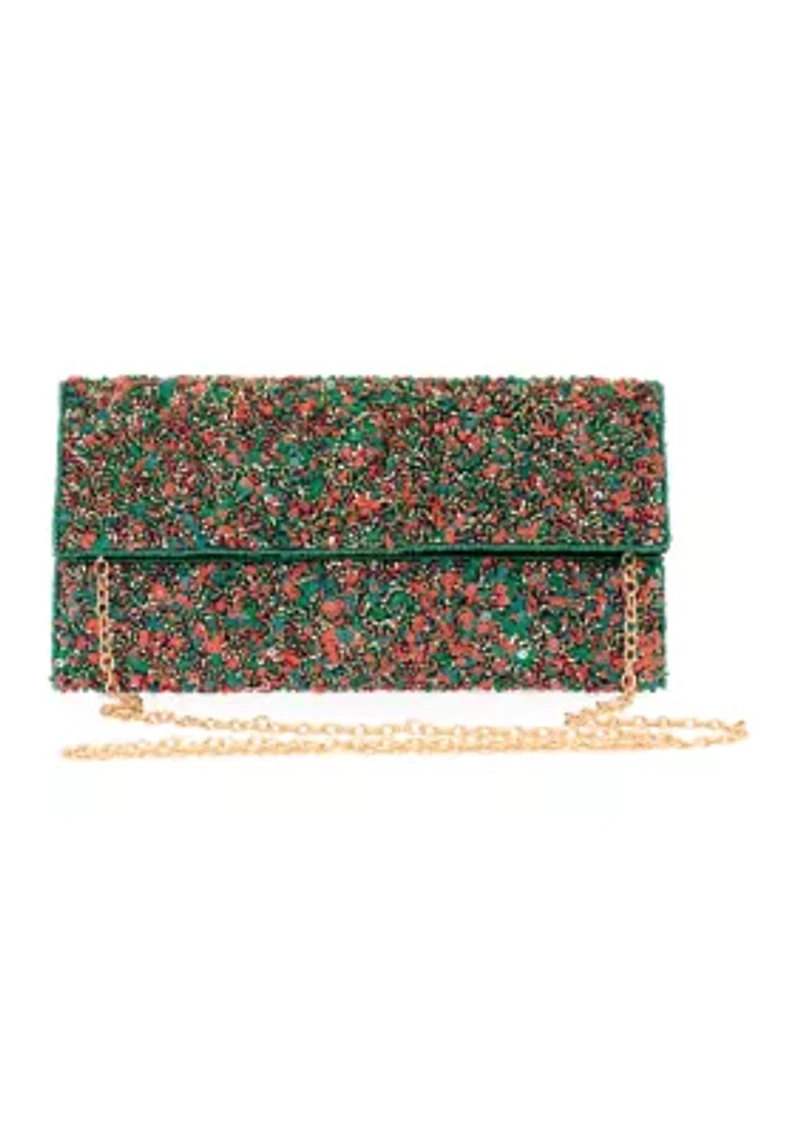 Beaded Half Flap Clutch