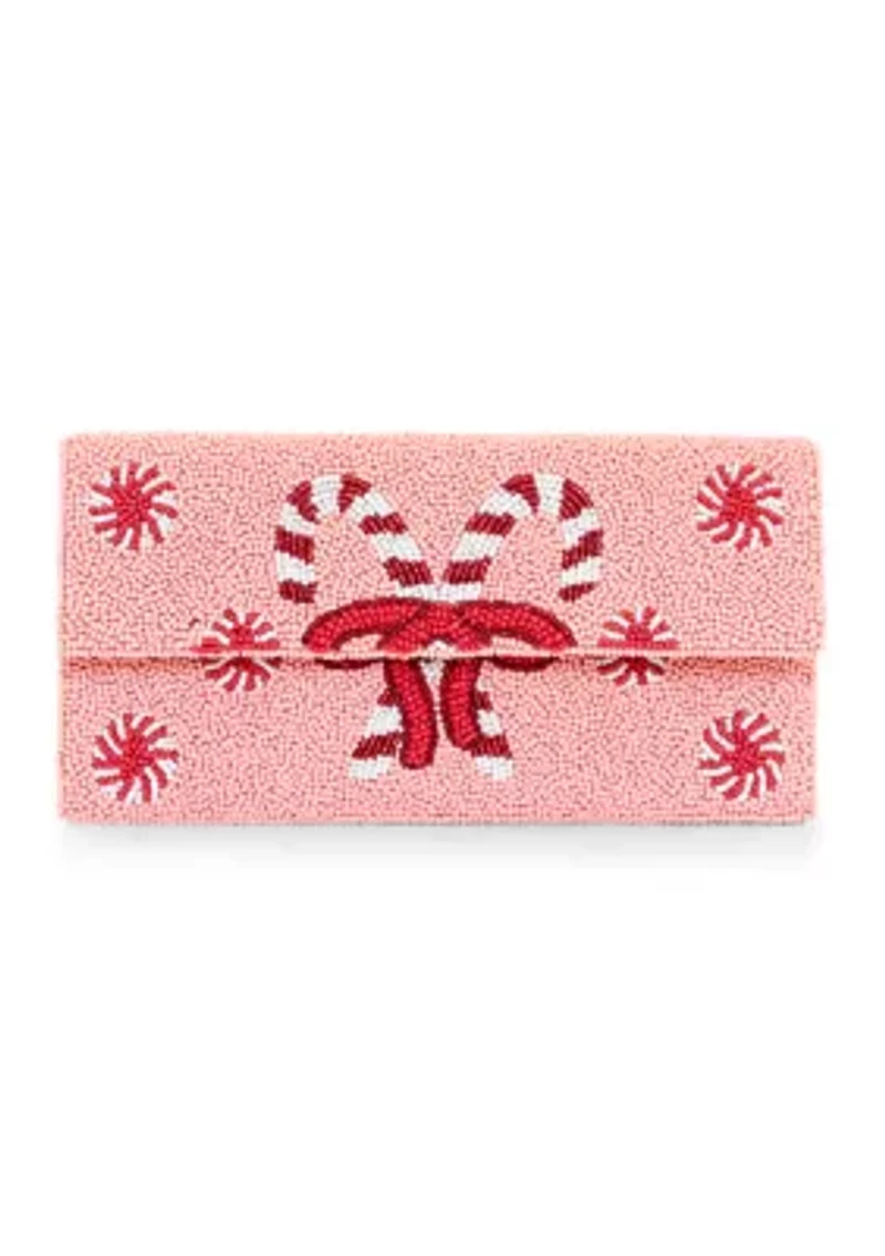   Beaded Half Flap Clutch