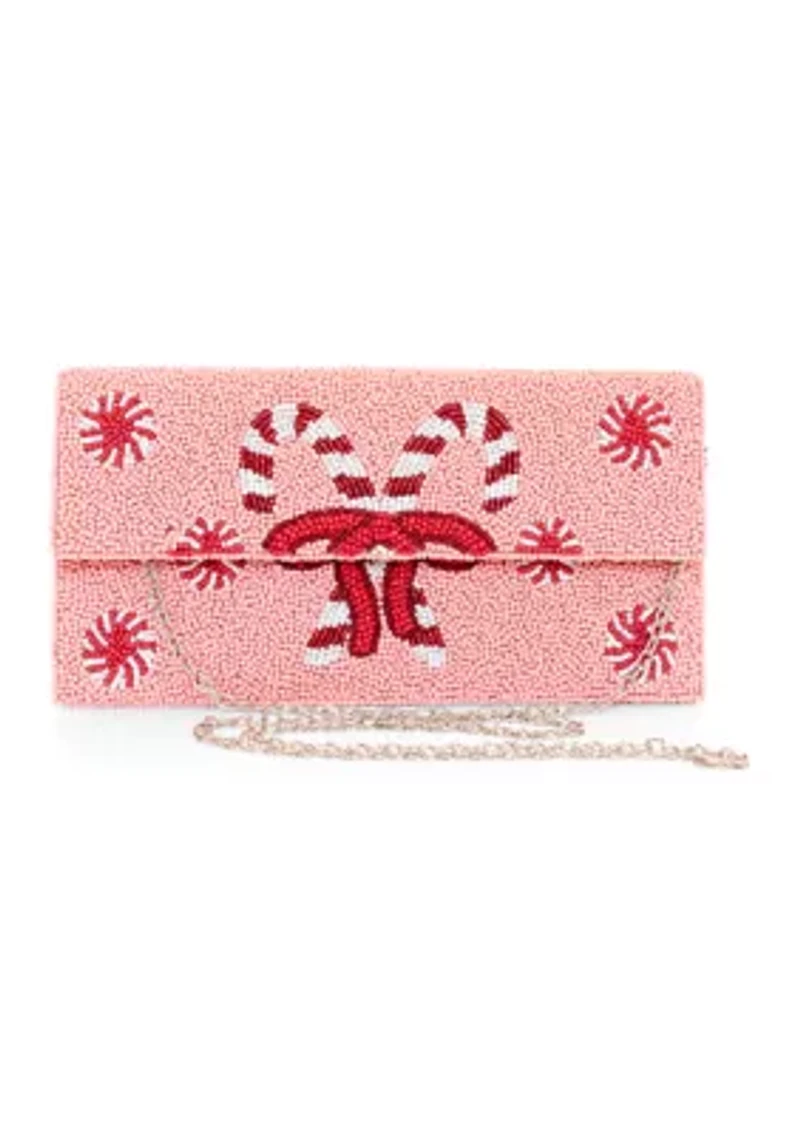   Beaded Half Flap Clutch