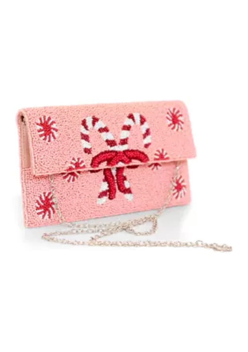   Beaded Half Flap Clutch