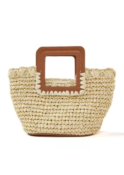 Straw Midi Satchel with Cutout Handle