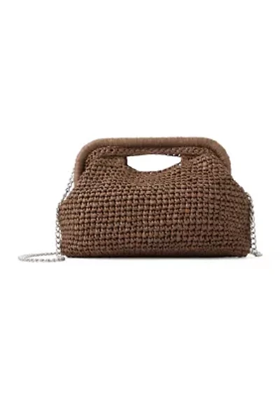 Straw Frame Clutch with Cutout Handle