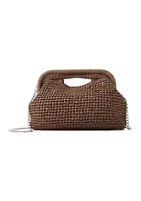 Straw Frame Clutch with Cutout Handle