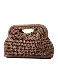 Straw Frame Clutch with Cutout Handle