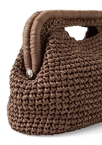 Straw Frame Clutch with Cutout Handle