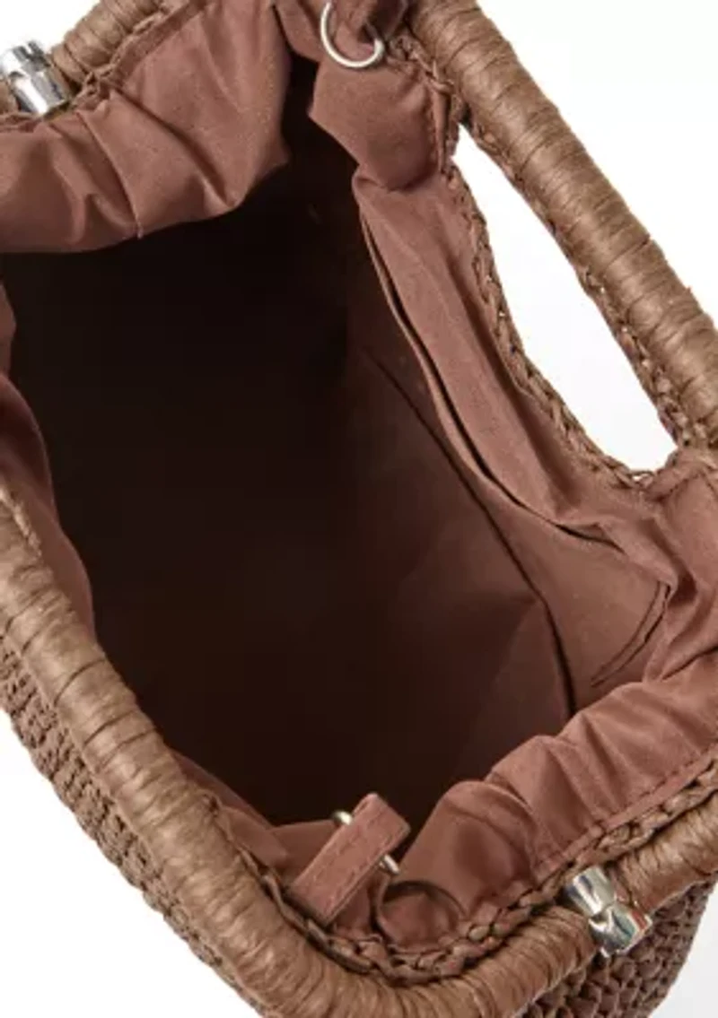 Straw Frame Clutch with Cutout Handle