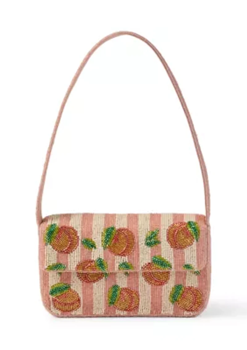 Beaded Peach Shoulder Bag