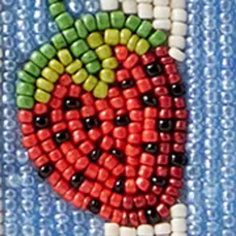 Beaded Strawberry Striped Shoulder Bag