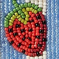 Beaded Strawberry Striped Shoulder Bag
