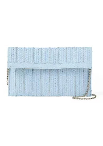 Straight Flap Straw Clutch Bag