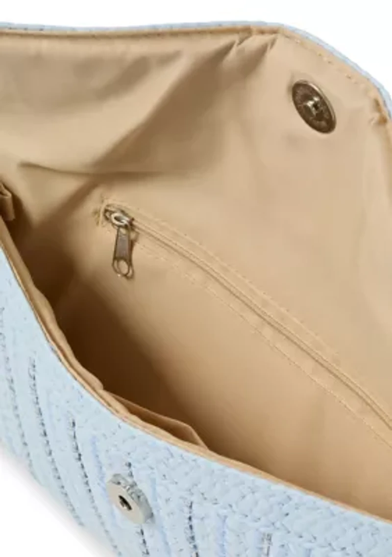 Straight Flap Straw Clutch Bag