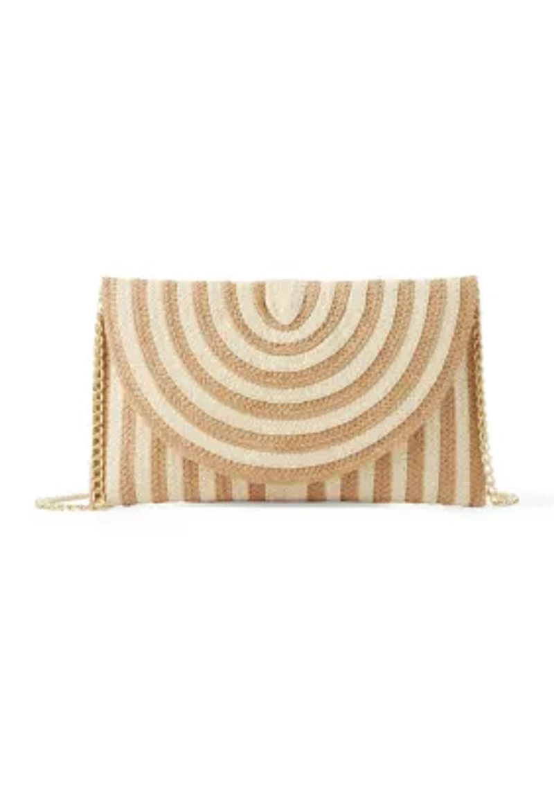 Striped Straw Clutch