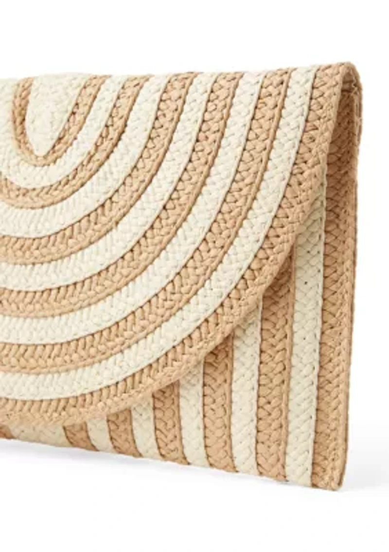 Striped Straw Clutch