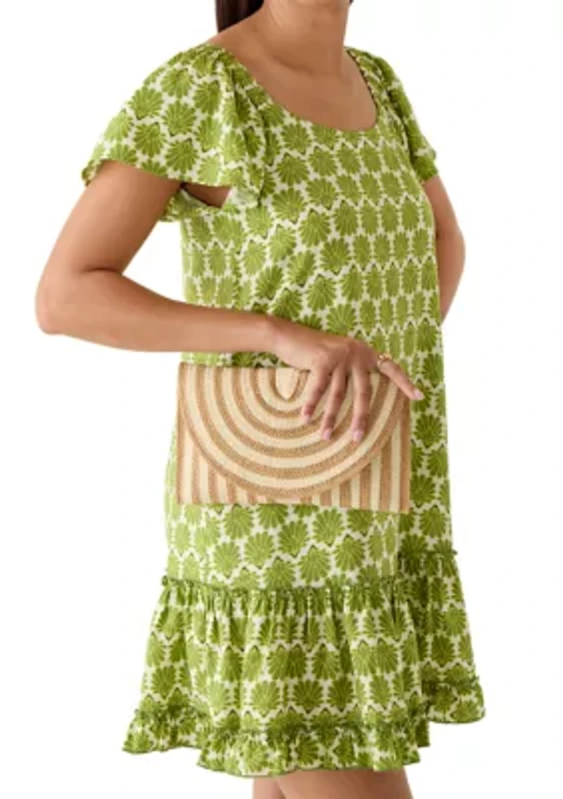 Striped Straw Clutch