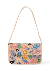 Beaded Floral Shoulder Bag