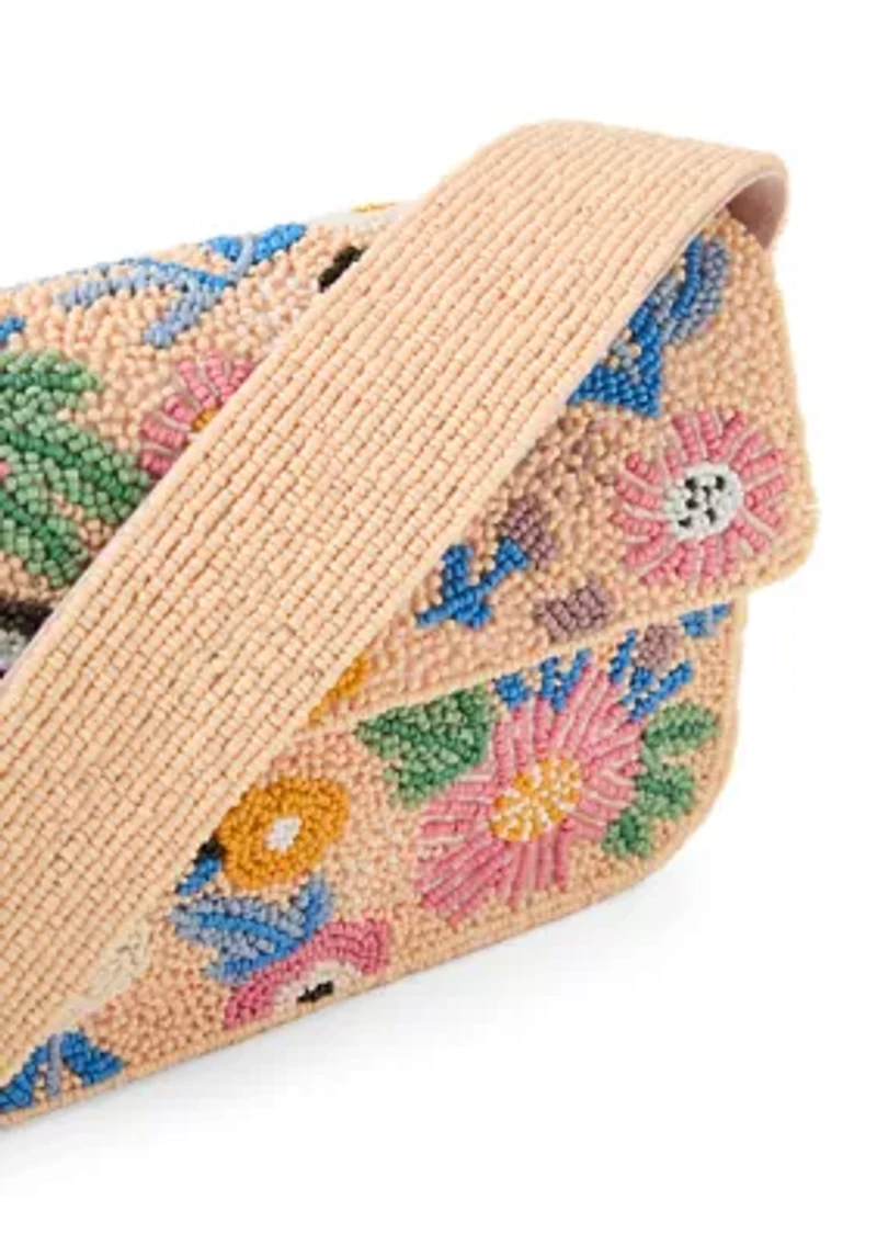 Beaded Floral Shoulder Bag