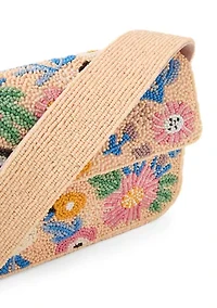 Beaded Floral Shoulder Bag