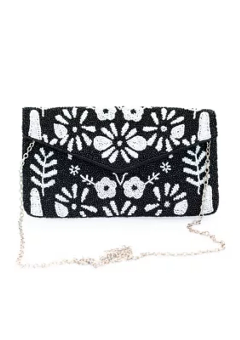 Beaded Clutch with Crossbody Strap 