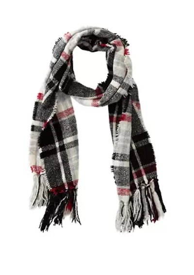 Women's Square Plaid Chenille Scarf