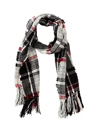 Women's Square Plaid Chenille Scarf