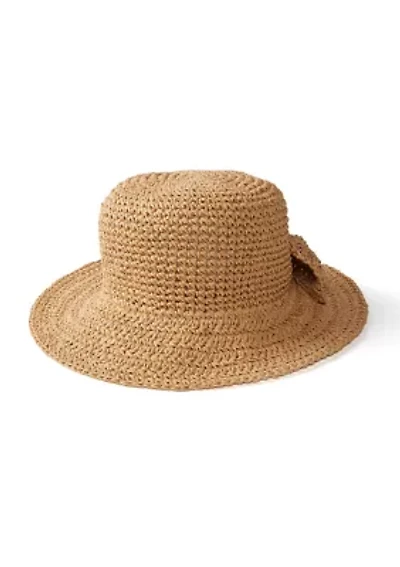 Split Back Bow Crochet Bucket Hat