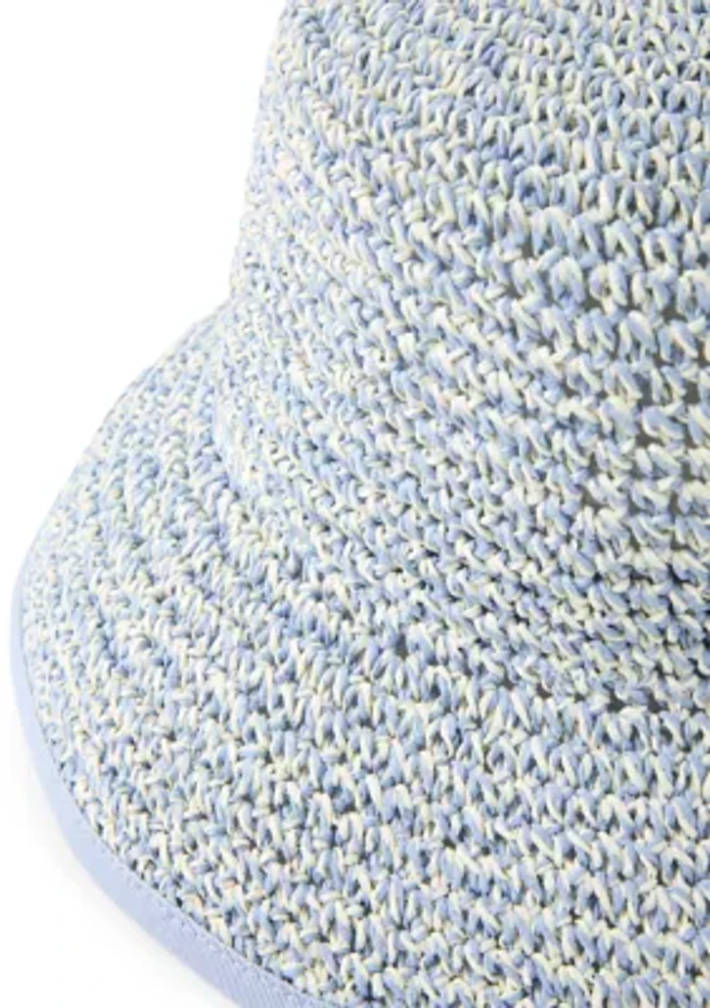 Two Tone Crochet Straw Bucket Hat