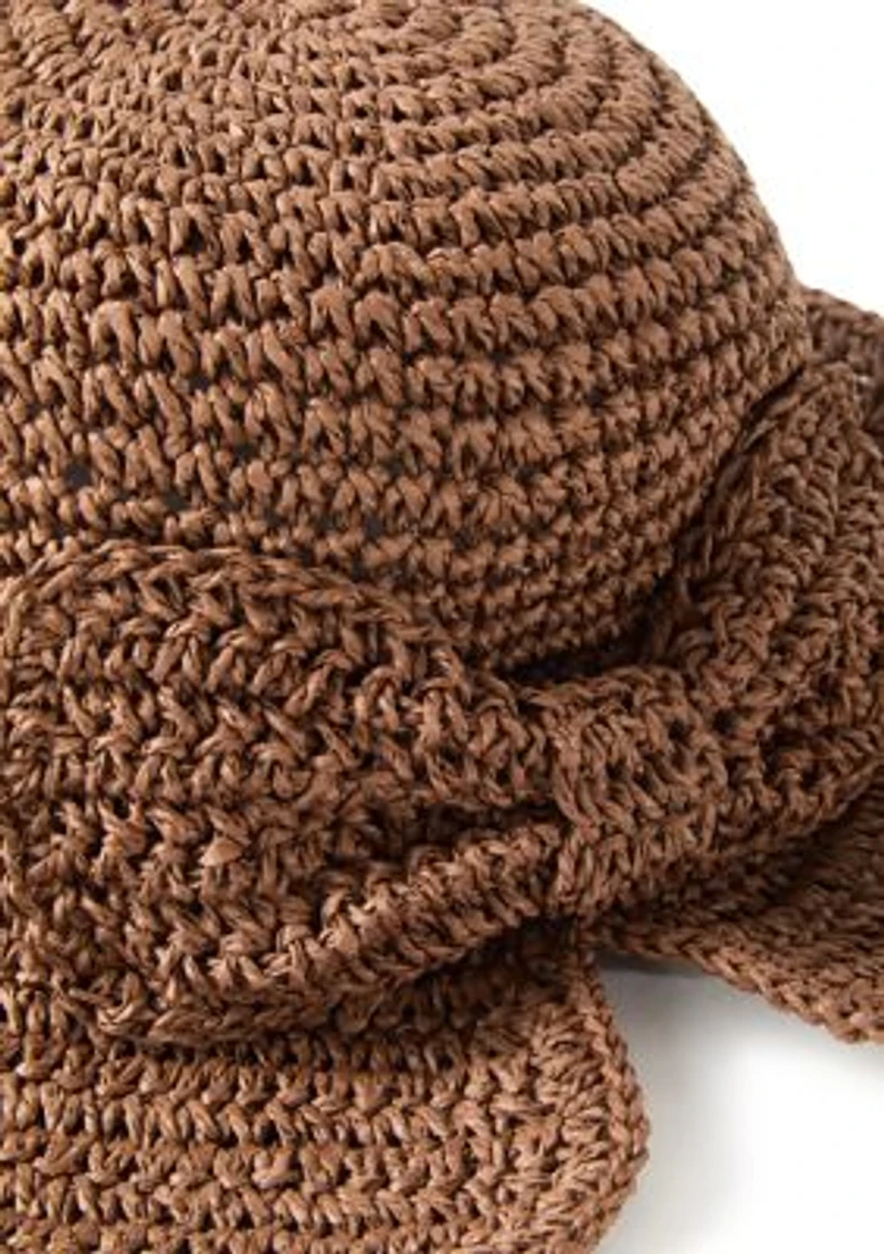 Split Back Bow Crochet Bucket Hat