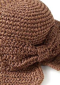 Split Back Bow Crochet Bucket Hat