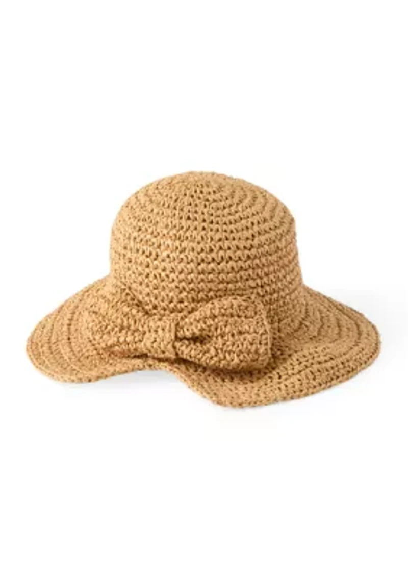 Split Back Bow Crochet Bucket Hat