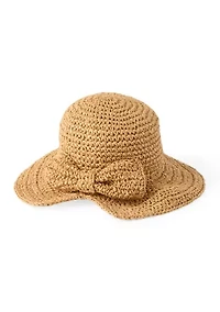 Split Back Bow Crochet Bucket Hat