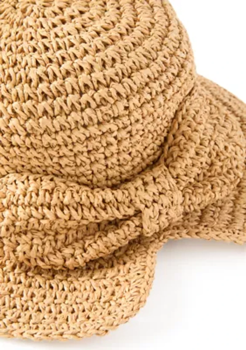 Split Back Bow Crochet Bucket Hat