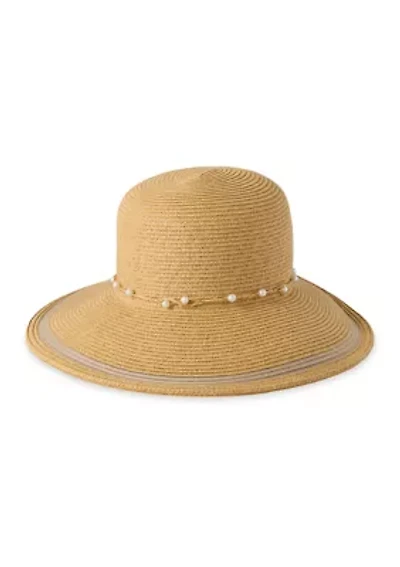 Brimless Floppy Hat with Pearl Trim