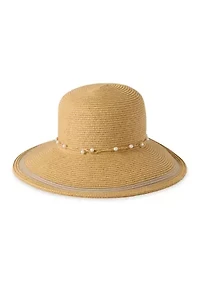 Brimless Floppy Hat with Pearl Trim