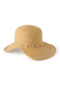 Brimless Floppy Hat with Pearl Trim
