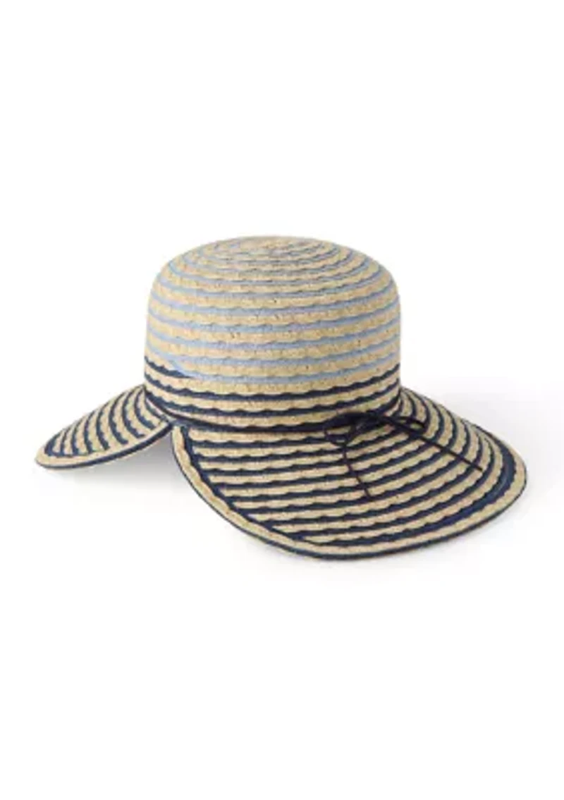 Textured Striped Brimless Floppy Hat