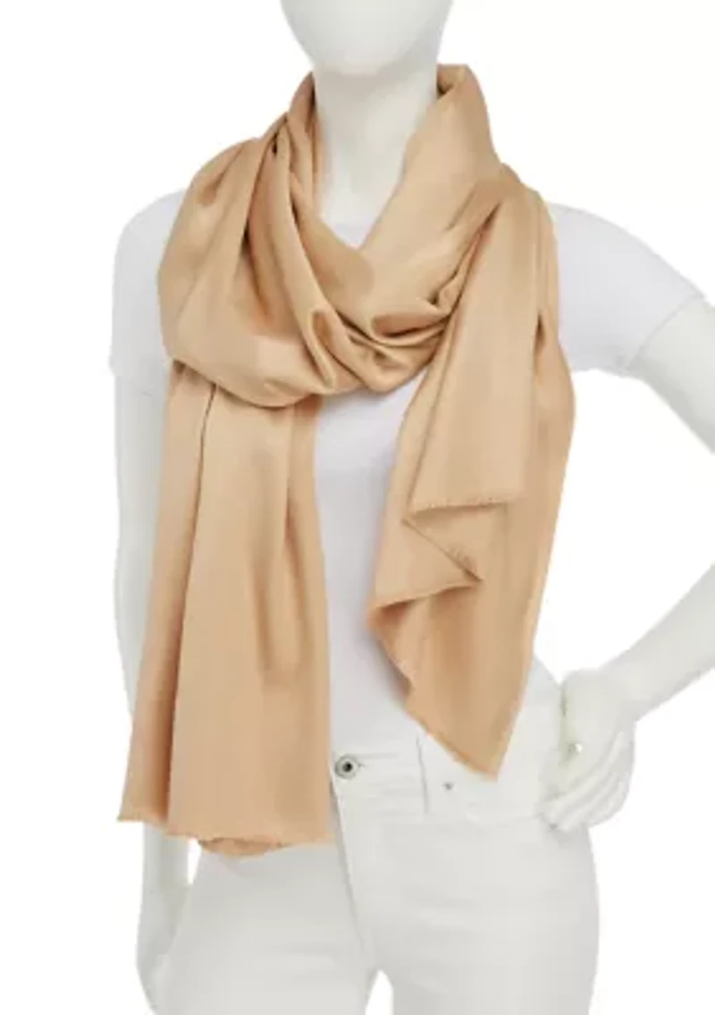 Satin Pashmina Self Fringe Scarf