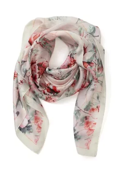 Botanical Printed Polyeser Square Scarf