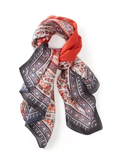 Block Floral Printed Square Scarf