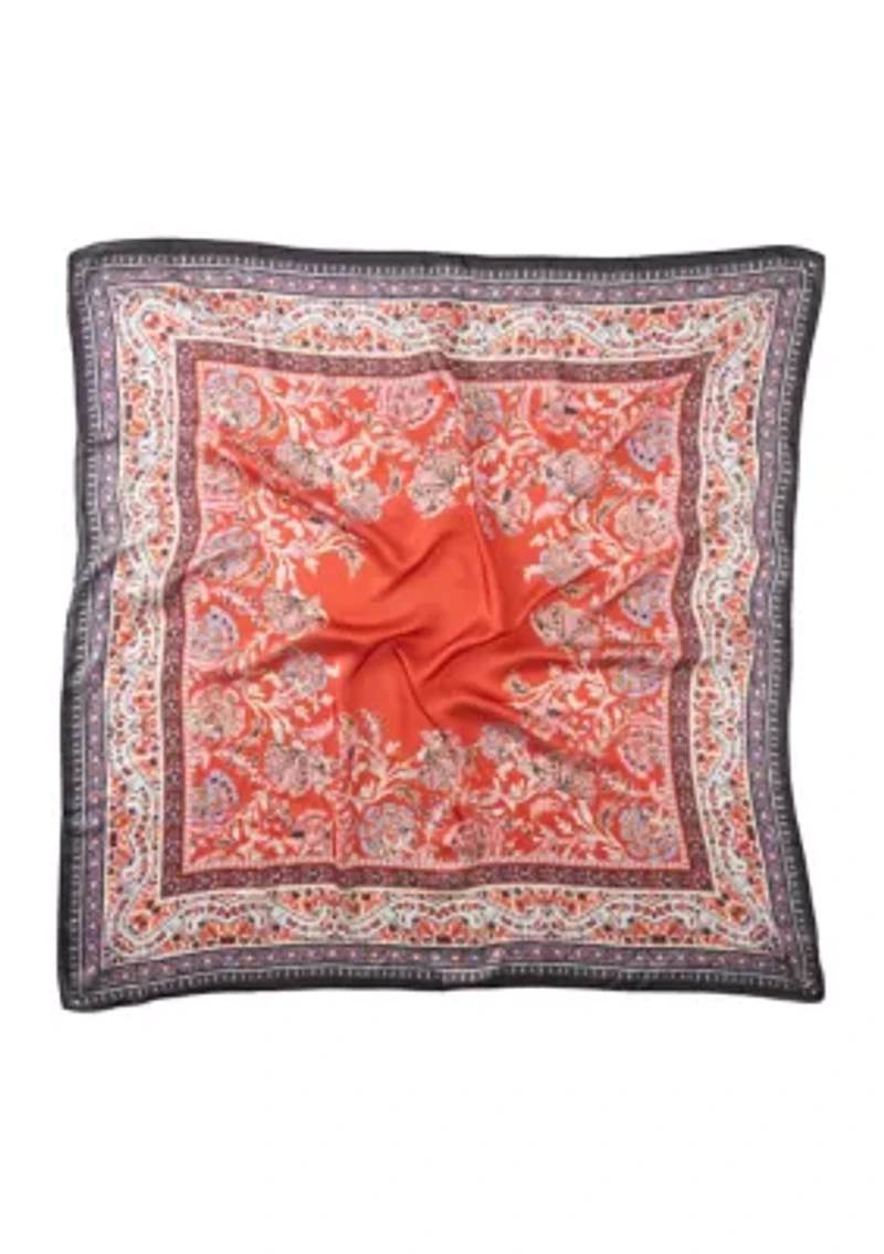 Block Floral Printed Square Scarf